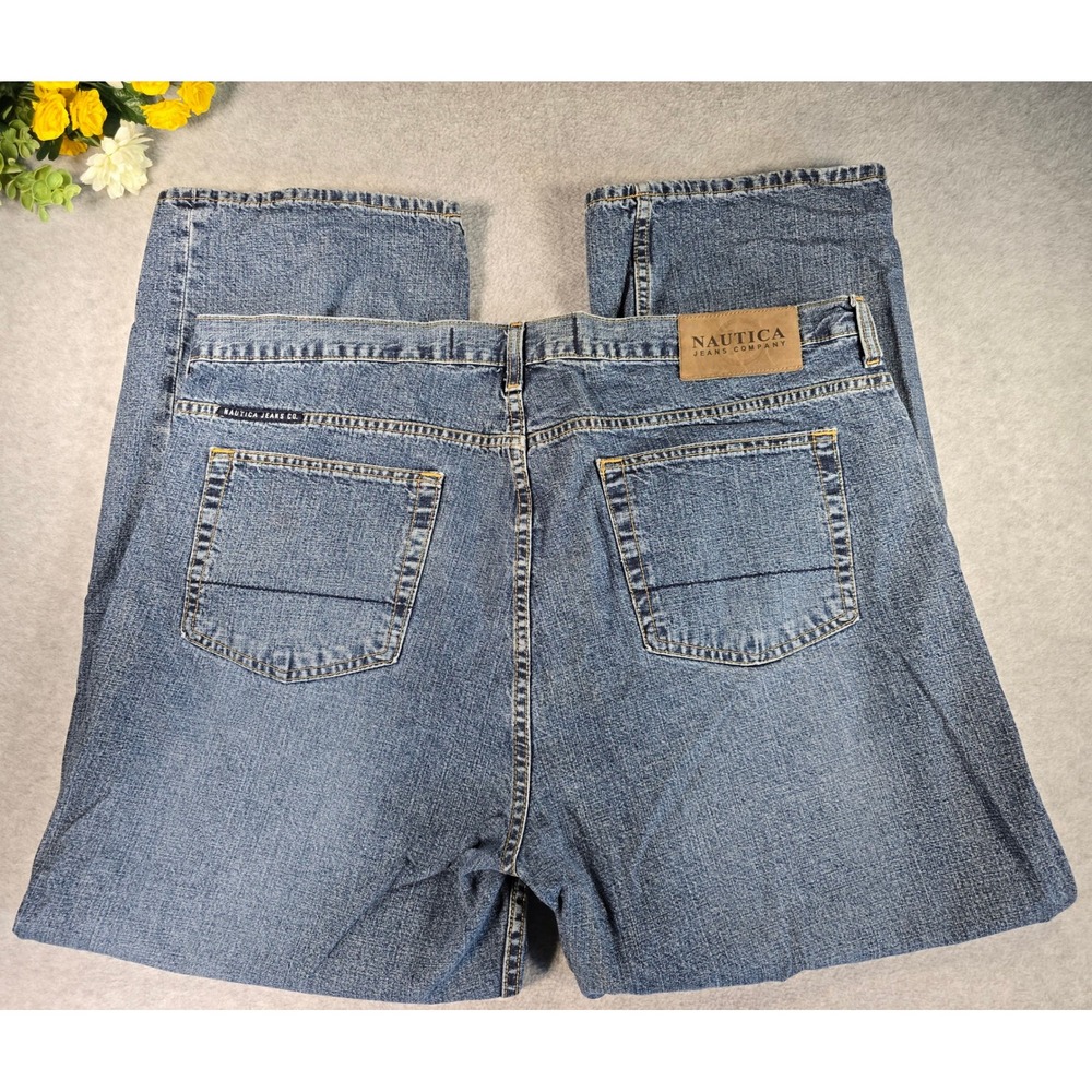 Nautica Jeans Co Big E-Z Men 40x30 Blue Denim Relaxed Fit Baggy Y2K Jeans